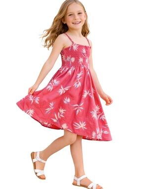 Roxy Girls Dress Size 10 Pink Floral Sleeveless Summer Sundress Beach